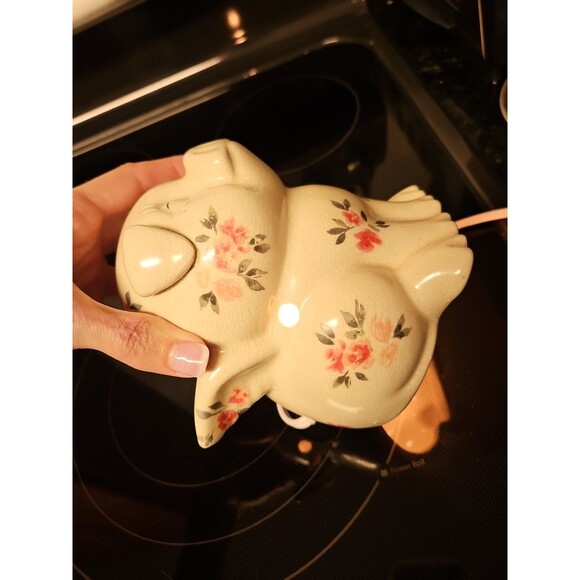 Vintage Intertek Ceramic Winged Pig Floral Lamp Model Sc-824 6" - Works! - Picture 9 of 9